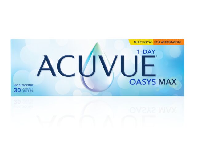 Das Bild zeigt die Verpackung der Acucue Oasys Kontaktlinse.